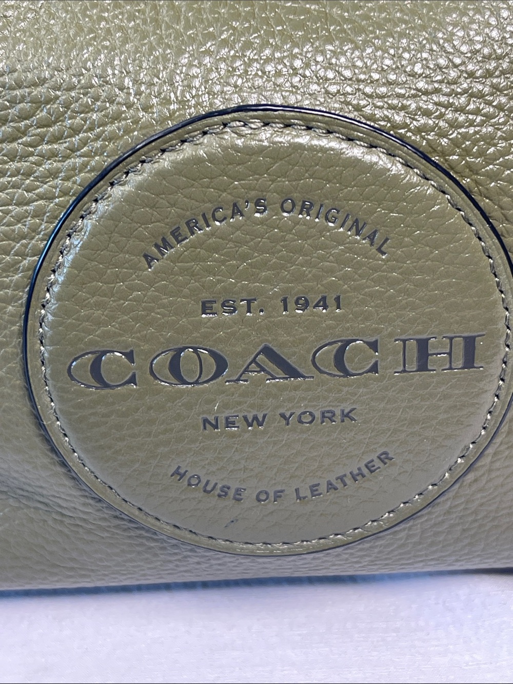 Coach Dempsey C2829 Olive Pebbled Leather Shoulder Bag With Patch - Picture 11 of 13